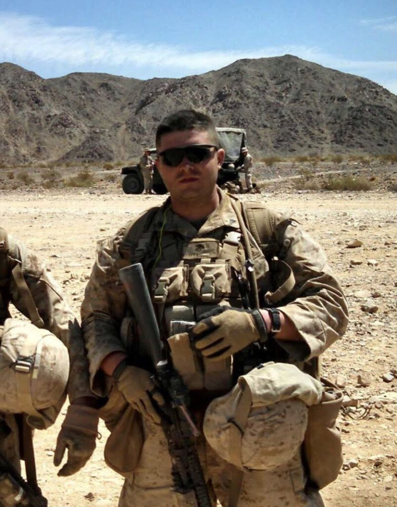Soldier with Weapon in Desert
